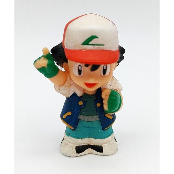Bandai Pokemon Early Figure Finger Puppet Soft Vinyl Satoshi 1998 Ash - Picture 1 of 4